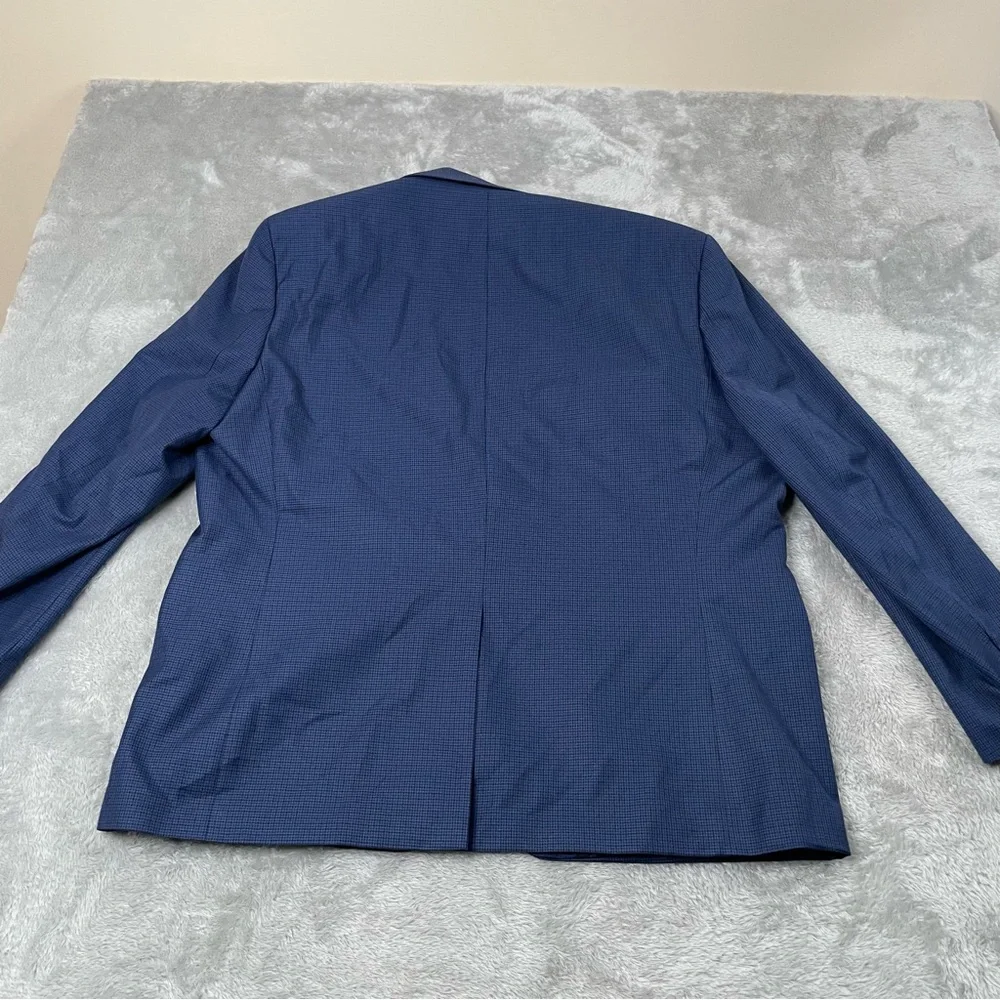 Chaps‎ 46R Polyester Button Blazer Sport Coat Jacket Check Blue